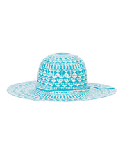 BLAIZ Audrey Turquoise Printed Paper Straw Hat
