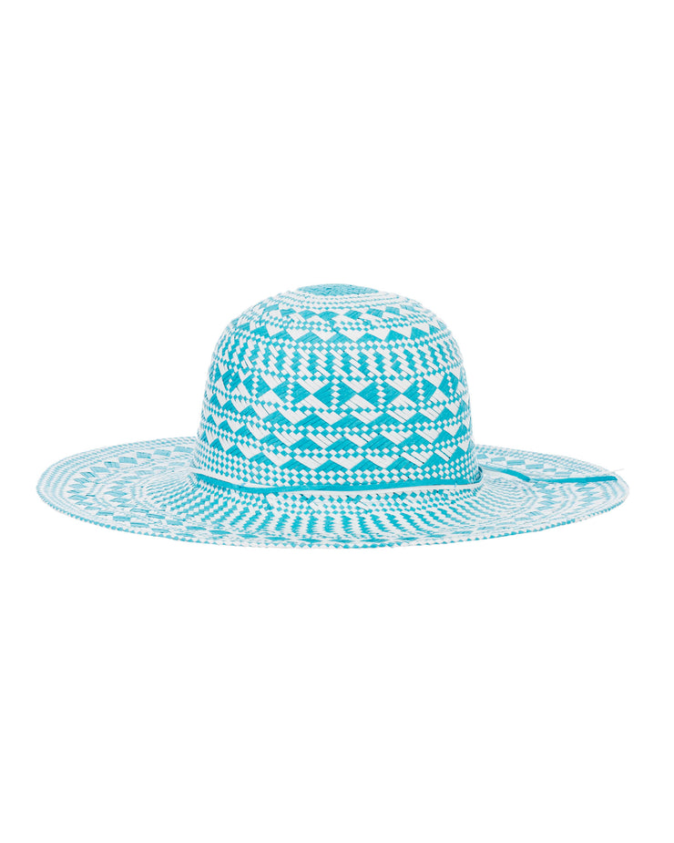 BLAIZ Audrey Turquoise Printed Paper Straw Hat