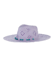BLAIZ Brigitte Purple Turquoise Stones Paper Straw Hat