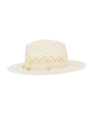 BLAIZ Joanna Ivory Cowrie Shells Paper Straw Hat