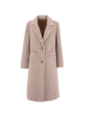 Taupe Checked Reversible Tailored Coat