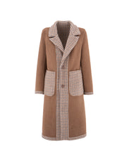 Taupe Checked Reversible Tailored Coat