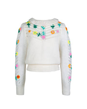 BLAIZ Celia B Bianca White Embroidered Sweater