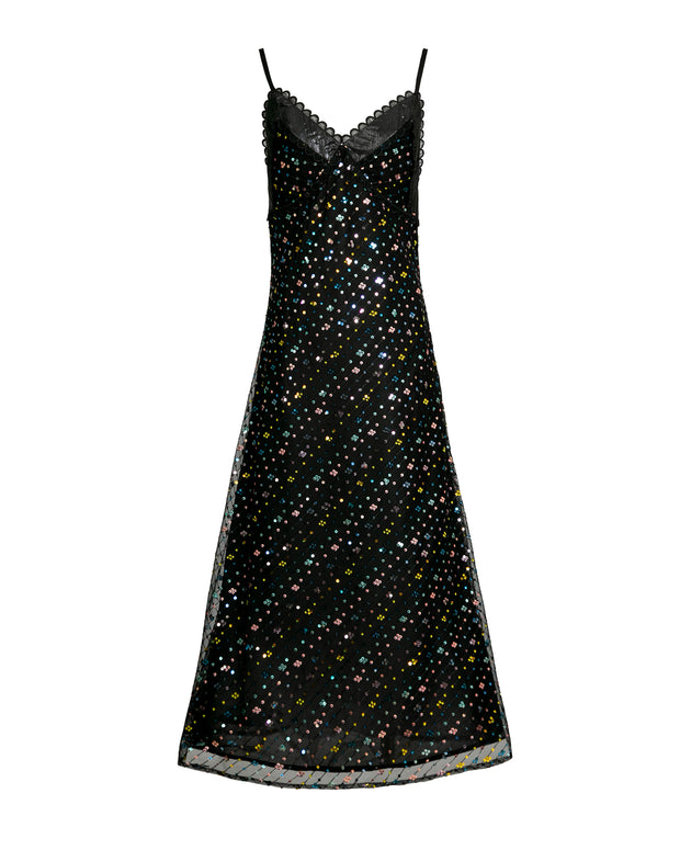Brine Shimmer Strappy Black Dress