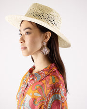 Joanna Ivory Cowrie Shells Paper Straw Hat