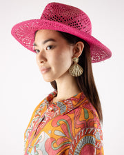 Joanna Fuchsia Cowrie Shells Paper Straw Hat