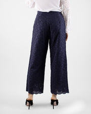 Navy Embroidery Cullote Trousers