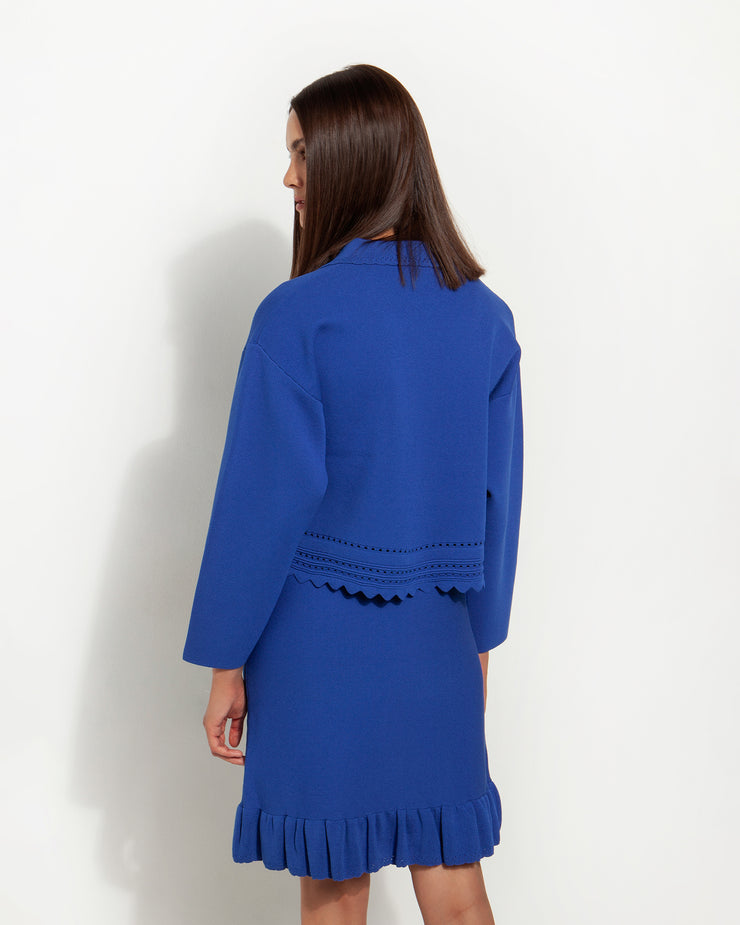 Royal Blue Long Sleeve Scallop Jacket