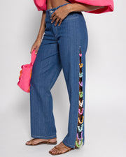 BLAIZ Sundress Paula Denim Blue and Multicoloured Shells Jeans