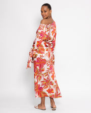 BLAIZ Sundress Eloise Cartagena Print with Raffia Belt Midi Dress