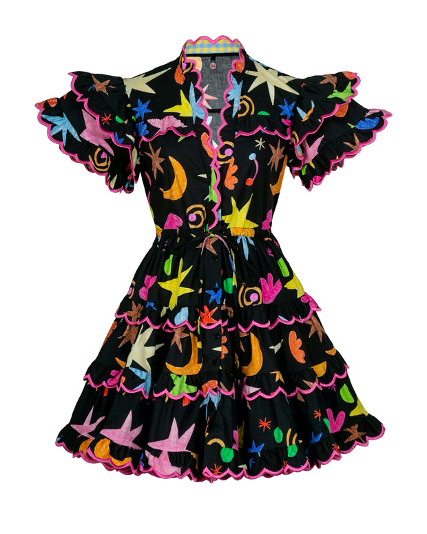 BLAIZ Celia B Saga Black Multi Print Mini Dress