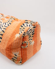 Blaiz Ayras World Orange Block Printed Cotton Quilted Makeup/Washbag (Set of 3)
