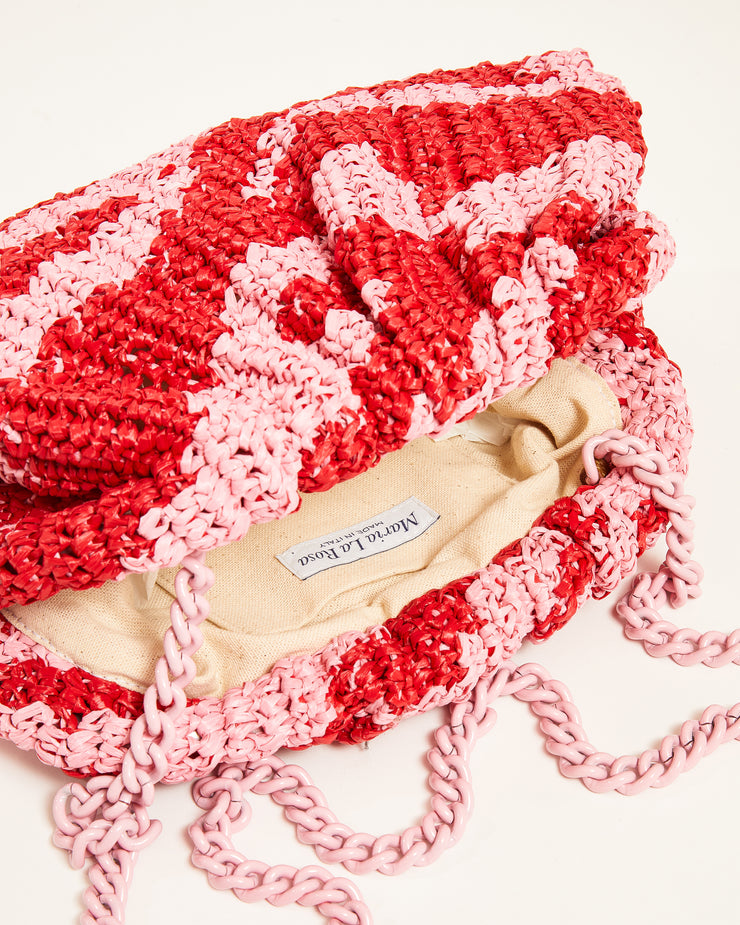 BLAIZ Maria La Rosa Pink Zebra Crochet Game Animale Clutch Bag