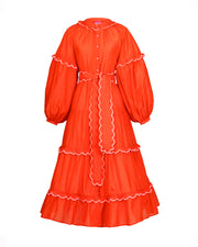 BLAIZ Celia B Flame Deep Orange Midi Dress
