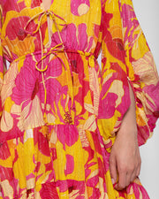 BLAIZ Sundress Esther Yellow Flowers Print Midi Dress