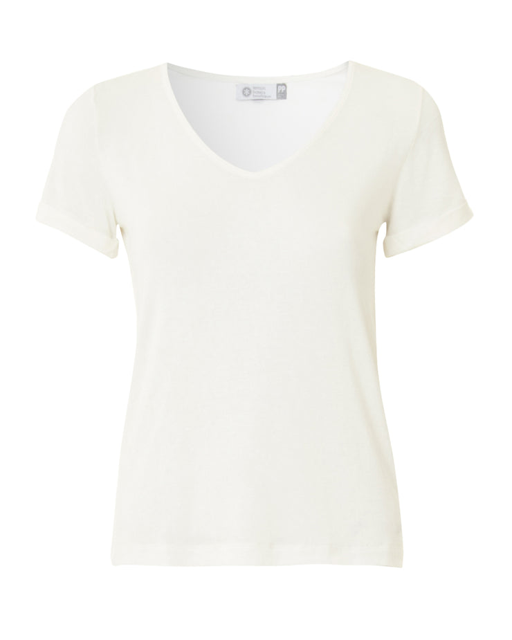 LEMON BASICS | BLAIZ | White Linen Blend Short Sleeve T-Shirt