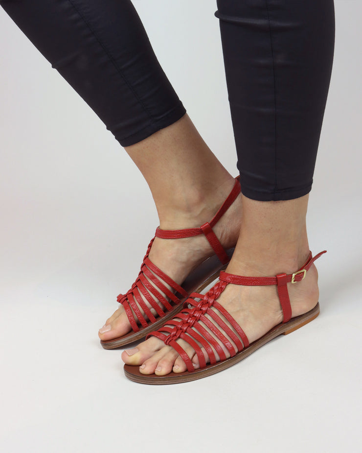 ANAS | BLAIZ | Red Gladiator Leather Sandals