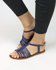 ANAS | BLAIZ | Blue Gladiator Leather Sandals