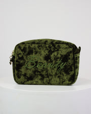 227 | BLAIZ | Olive Green Velvet Beauty Cosmetics Wash Travel Bag