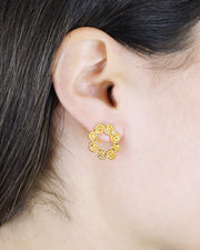 Blaiz Ana Carolina Valencia Gold Gardenia Crown Pearl Earrings