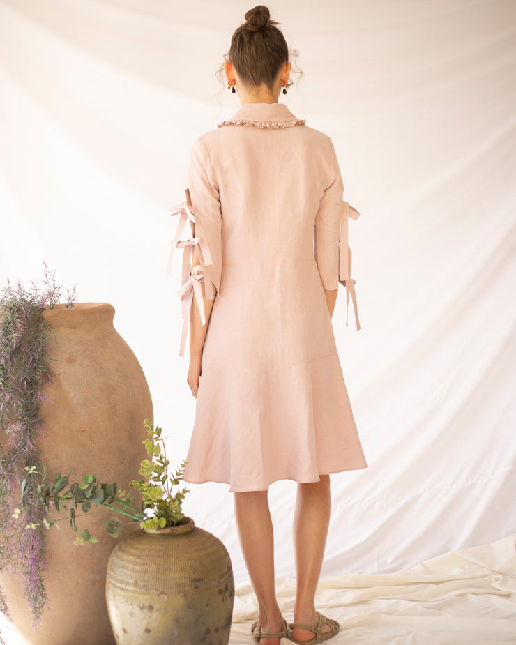 LORAINE HOLMES | BLAIZ | Blush Pink Linum Midi Dress
