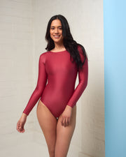 CIA MARITIMA | BLAIZ | Ruby Red Long Sleeve Bodysuit Swimsuit
