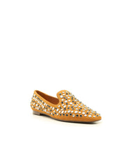 SCHUTZ | BLAIZ | Camel Studded Suede Flats Shoes Loafers