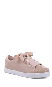 AREZZO | BLAIZ | Pink Patent Toe Suede Ribbon Sneakers Trainers