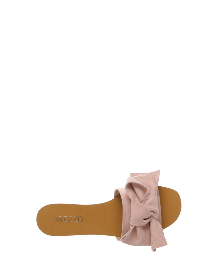 AREZZO | BLAIZ | Blush Pink Dusty Pink Bow Suede Flats Mules 