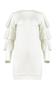 AZULU | BLAIZ | Myna Ivory Tiered Sleeve Jersey Dress