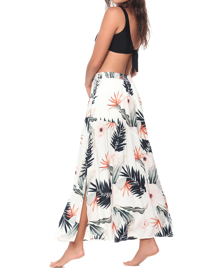 MALAI | BLAIZ | Side Slit Tropical Midi Skirt