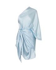 Blaiz Baobab Cabana Blue Cielo One-Shoulder Long Sleeve Mini Dress