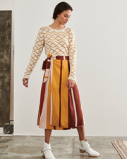 ESCVDO | BLAIZ | Wide Stripe Pancha Midi Skirt
