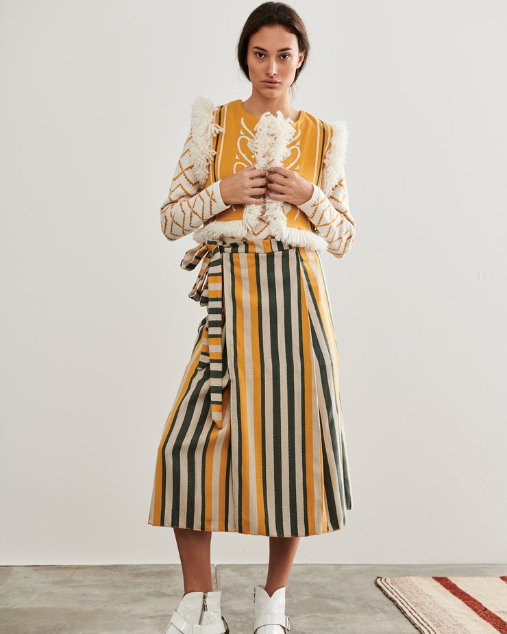 ESCVDO | BLAIZ | Striped Pancha Midi Skirt