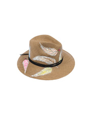 BLAIZ | Nadia C | Jewelled Feather Panama Hat, hand-painted 