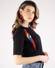 Black and Red Vines and Shines Beaded Earrings