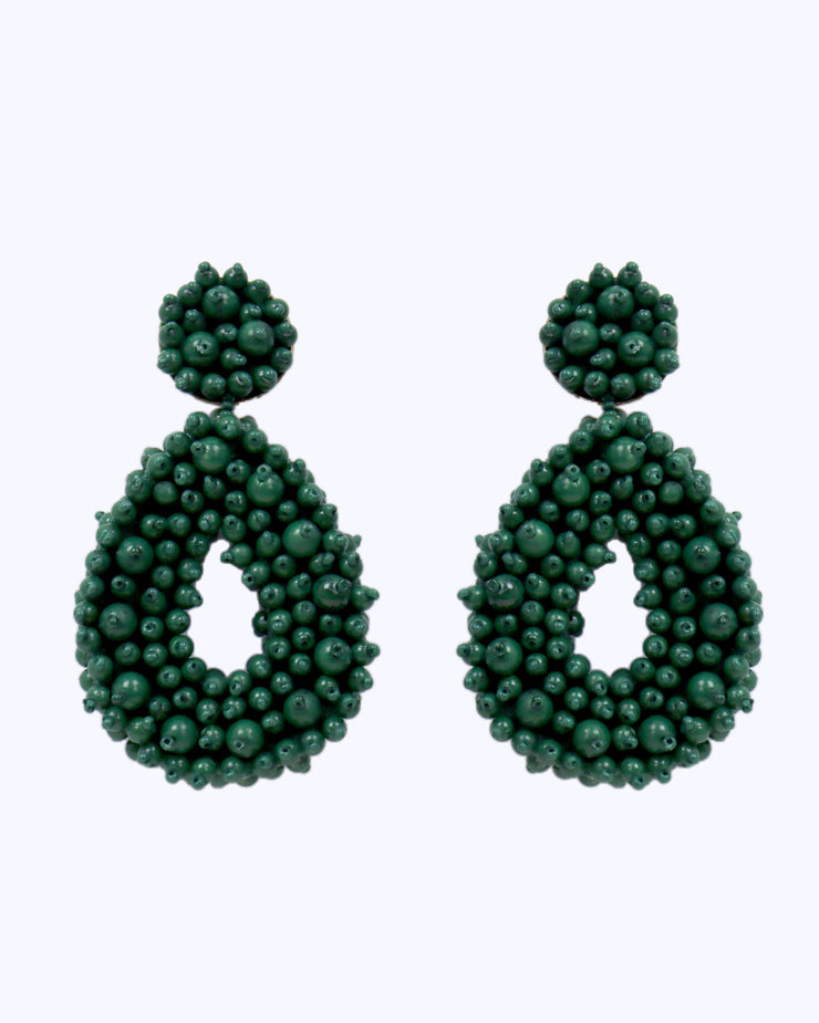 227 | BLAIZ | Green Beaded Teardrop Earrings