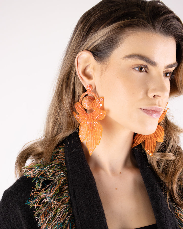 BLAIZ Arara Orange Vines and Shines Beaded Earrings