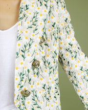 Blaiz Tufi Embroidered Daisy Floral Print Longline Blazer