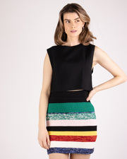 Blaiz Animale Multi Coloured Striped Ribbed Knit Mini Skirt