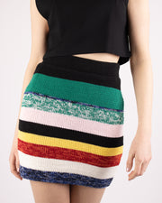 Blaiz Animale Multi Coloured Striped Ribbed Knit Mini Skirt