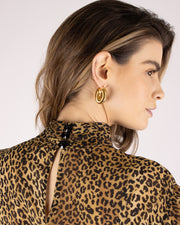 Blaiz Animale Leopard High Neck Sheer Georgette Blouse