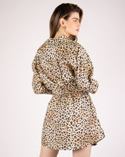 Blaiz Animale Leopard Print Shirt Mini Dress