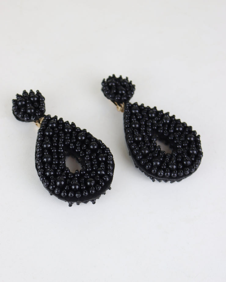 Black Clip-on Beaded Earrings™