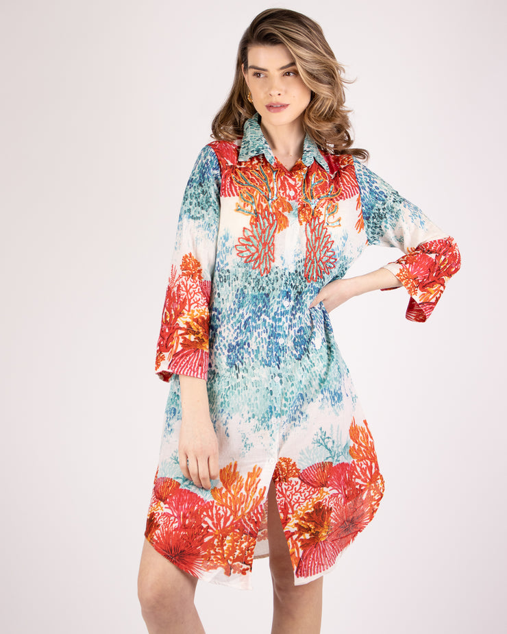BLAIZ Coral Printed Shirt Dress
