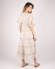 BLAIZ Ivory Embroidered Tiered Maxi Dress