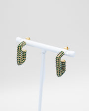227 Esmeralda Green Crystals Gold Mini Hoop Earrings
