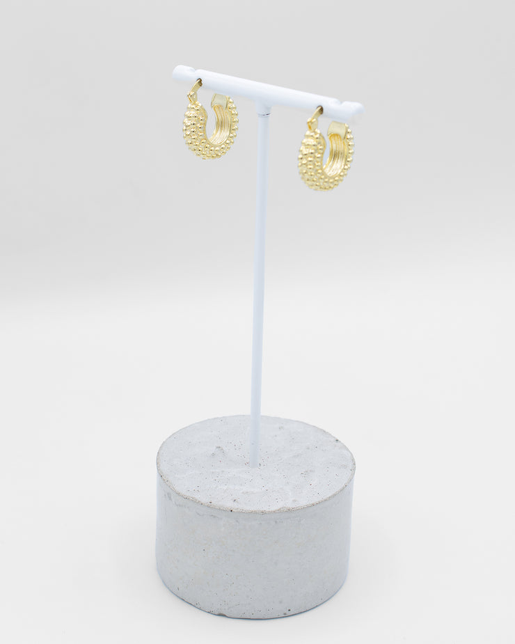 227 Emma Gold Textured Hoop Earrings