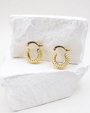 227 Emma Gold Textured Hoop Earrings