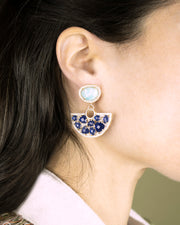 Blaiz 227 Abstract Crystal Blue Drop Fan Earring